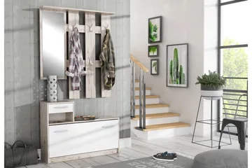 Breslau Hallmöbelset 98x180 cm - Beige/Brun/Vit - Möbler - Hallmöbler - Möbelset för hall & entre