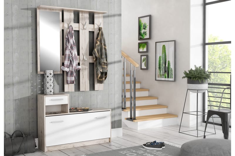 Breslau Hallmöbelset 98x180 cm, Beige/Brun/Vit