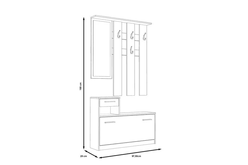 Breslau Hallmöbelset 98x180 cm - Beige/Vit - Möbler - Hallmöbler - Möbelset för hall & entre