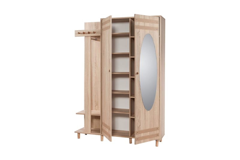 Brokind Klädförvaring 135 cm - Brun/Vit - Möbler - Hallmöbler - Möbelset för hall & entre