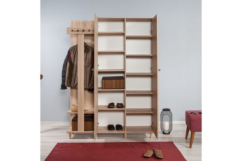 Brokind Klädförvaring 135 cm - Brun/Vit - Möbler - Hallmöbler - Möbelset för hall & entre