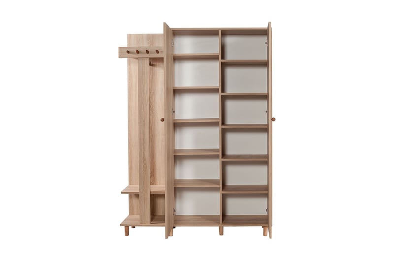 Brokind Klädförvaring 135 cm - Brun/Vit - Möbler - Hallmöbler - Möbelset för hall & entre