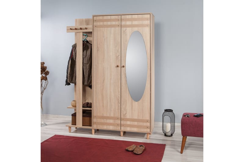 Brokind Klädförvaring 135 cm - Brun/Vit - Möbler - Hallmöbler - Möbelset för hall & entre