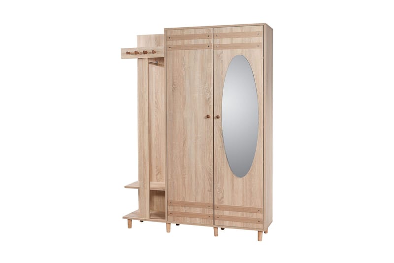 Brokind Klädförvaring 135 cm - Brun/Vit - Möbler - Hallmöbler - Möbelset för hall & entre