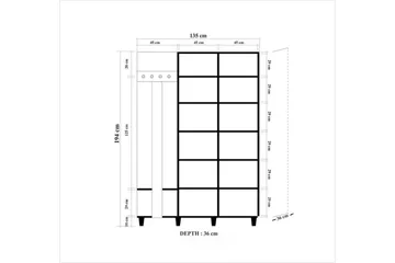 Brokind Klädförvaring 135 cm - Ek/Brun - Möbler - Hallmöbler - Möbelset för hall & entre
