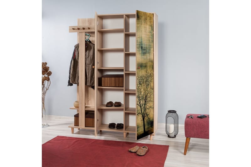 Brokind Klädförvaring 135 cm - Ek/Brun - Möbler - Hallmöbler - Möbelset för hall & entre