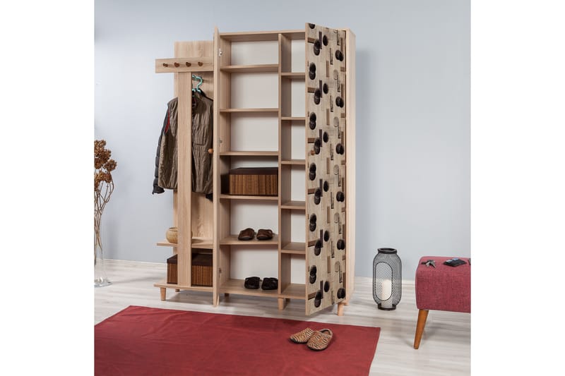 Brokind Klädförvaring 135 cm - Flerfärgad/Ek - Möbler - Hallmöbler - Möbelset för hall & entre