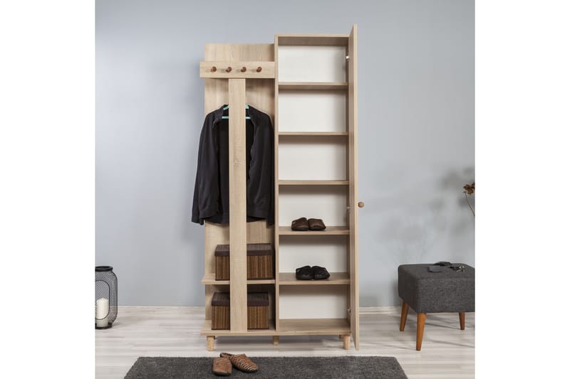 Brokind Klädförvaring 90 cm - Brun - Möbelset för hall & entre - Hallförvaring