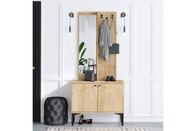 Delmique Hallmöbelset 35x90 cm - Natur/Vit - Möbler - Hallmöbler - Möbelset för hall & entre