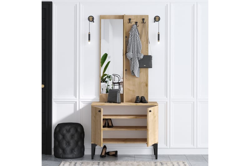 Delmique Hallmöbelset 35x90 cm - Natur/Vit - Möbler - Hallmöbler - Möbelset för hall & entre