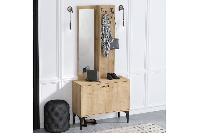 Delmique Hallmöbelset 35x90 cm - Natur/Vit - Möbler - Hallmöbler - Möbelset för hall & entre