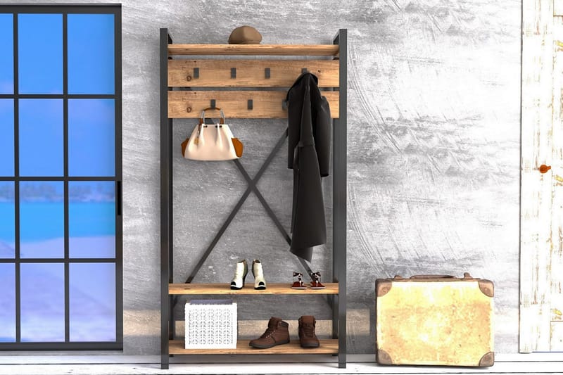 Devonne Hallmöbel 90 cm - Valnöt|Grå - Möbler - Hallmöbler - Möbelset för hall & entre