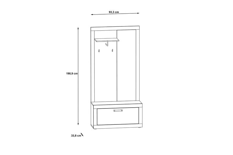 Dolnis Hallmöbelset 34x94 cm - Brun/Grå - Möbler - Hallmöbler - Möbelset för hall & entre
