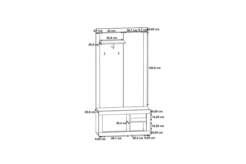 Dolnis Hallmöbelset 34x94 cm - Brun/Grå - Möbler - Hallmöbler - Möbelset för hall & entre