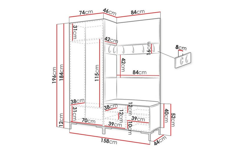 Dunvegan Hallmöbelset 158x44 cm - Brun - Möbler - Hallmöbler - Möbelset för hall & entre