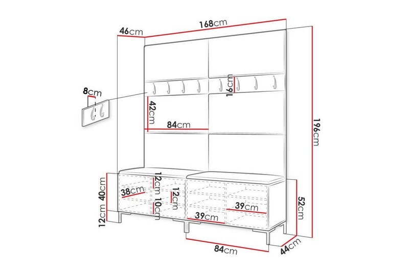 Dunvegan Hallmöbelset 168x46 cm - Mörkbrun - Möbler - Hallmöbler - Möbelset för hall & entre