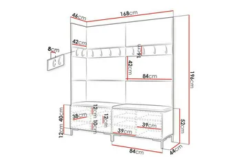 Dunvegan Hallmöbelset 168x46 cm - Vit - Möbler - Hallmöbler - Möbelset för hall & entre