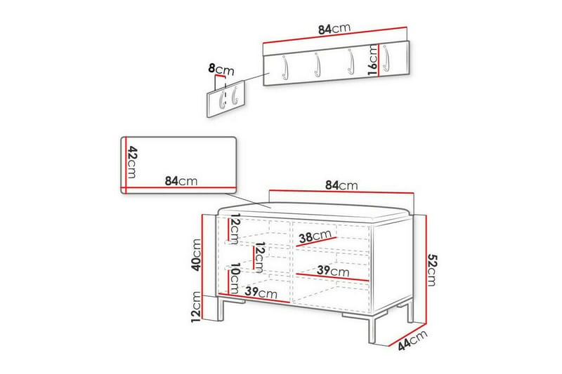Dunvegan Hallmöbelset 84x44 cm - Svart - Möbler - Hallmöbler - Möbelset för hall & entre