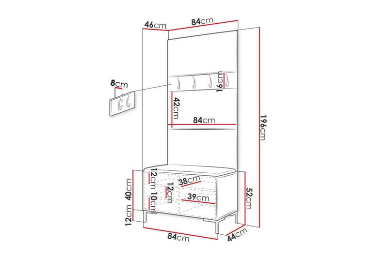 Dunvegan Hallmöbelset 84x46 cm - Brun - Möbler - Hallmöbler - Möbelset för hall & entre