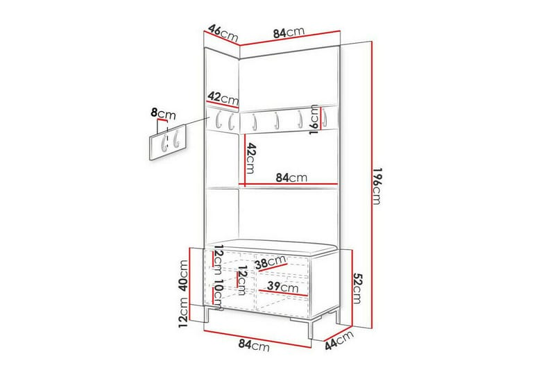 Dunvegan Hallmöbelset 84x46 cm - Mörkbrun - Möbler - Hallmöbler - Möbelset för hall & entre