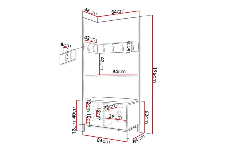 Dunvegan Hallmöbelset 84x46 cm - Svart - Möbler - Hallmöbler - Möbelset för hall & entre