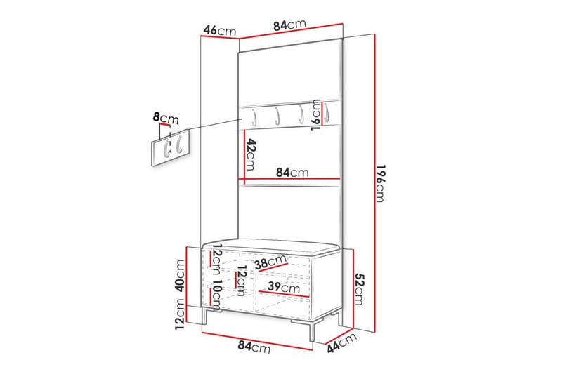 Dunvegan Hallmöbelset 84x46 cm - Svart - Möbler - Hallmöbler - Möbelset för hall & entre