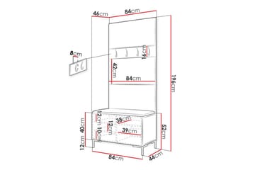 Dunvegan Hallmöbelset 84x46 cm - Vit - Möbler - Hallmöbler - Möbelset för hall & entre