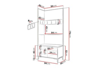 Dunvegan Hallmöbelset 84x46 cm - Vit - Möbler - Hallmöbler - Möbelset för hall & entre