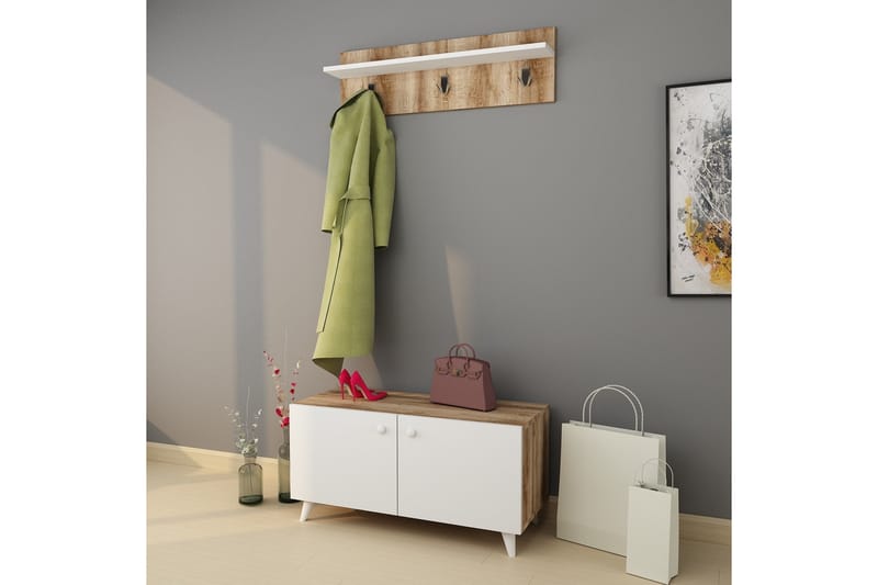 Elbeerre Hallmöbelset 40x100 cm - Natur/Vit - Möbler - Hallmöbler - Möbelset för hall & entre