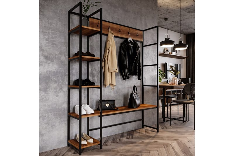 Gambetta Hallmöbelset 145 cm - Mörkbrun - Möbler - Hallmöbler - Möbelset för hall & entre