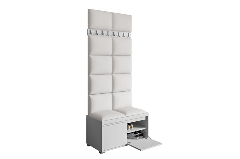 Grawis Sittbänk 2-sits med 12-pack Väggdekoration 40x30 cm - Vit - Möbler - Hallmöbler - Möbelset för hall & entre