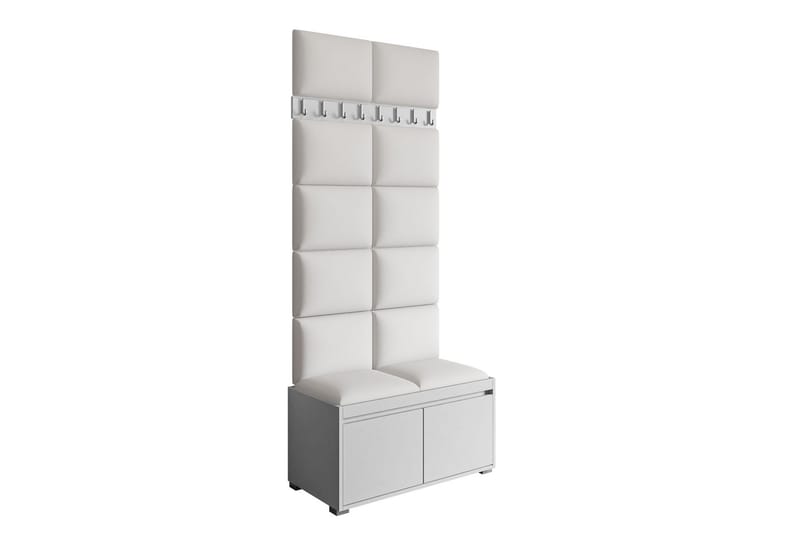 Grawis Sittbänk 2-sits med 12-pack Väggdekoration 40x30 cm - Vit - Möbler - Hallmöbler - Möbelset för hall & entre
