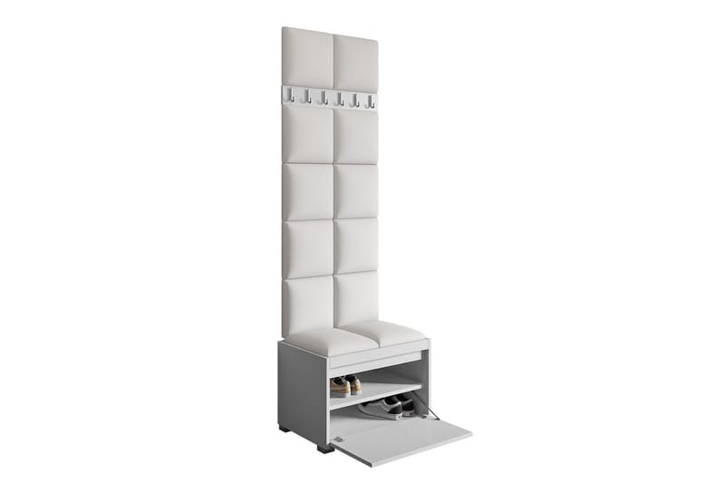 Grawis Sittbänk med 6-pack Väggdekoration 60x30 cm - Vit - Möbler - Hallmöbler - Möbelset för hall & entre