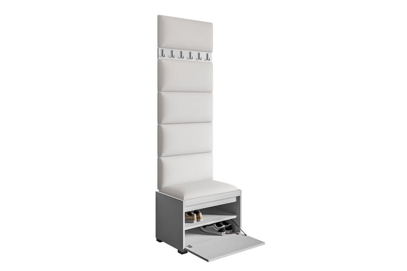 Grawis Sittbänk med 6-pack Väggdekoration 60x30 cm - Vit - Möbler - Hallmöbler - Möbelset för hall & entre