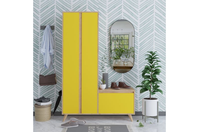 Hallmöbelset 35x120 cm - Guld/Natur/Gul - Möbler - Hallmöbler - Möbelset för hall & entre