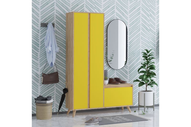 Hallmöbelset 35x120 cm - Guld/Natur/Gul - Möbler - Hallmöbler - Möbelset för hall & entre