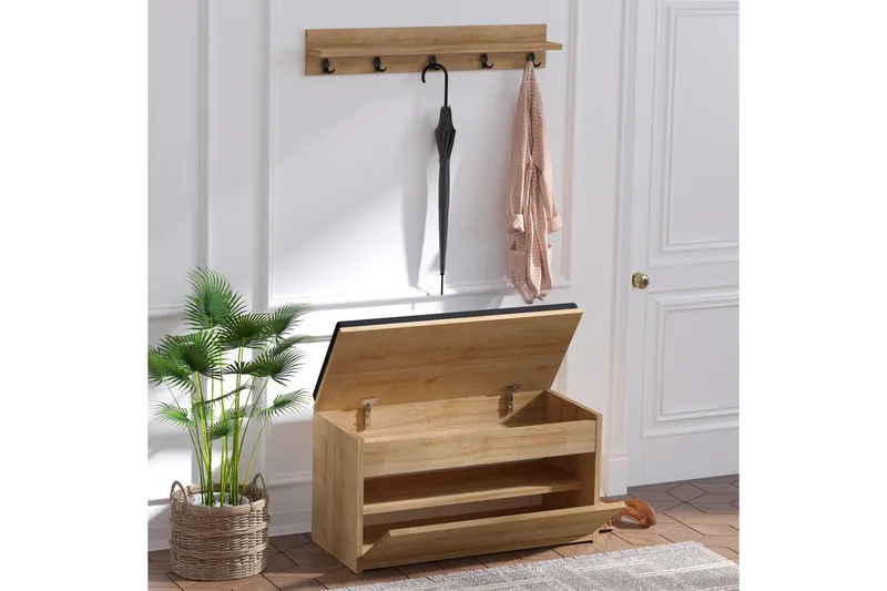 Hallmöbelset 35x80 cm - Natur/Svart - Möbler - Hallmöbler - Möbelset för hall & entre