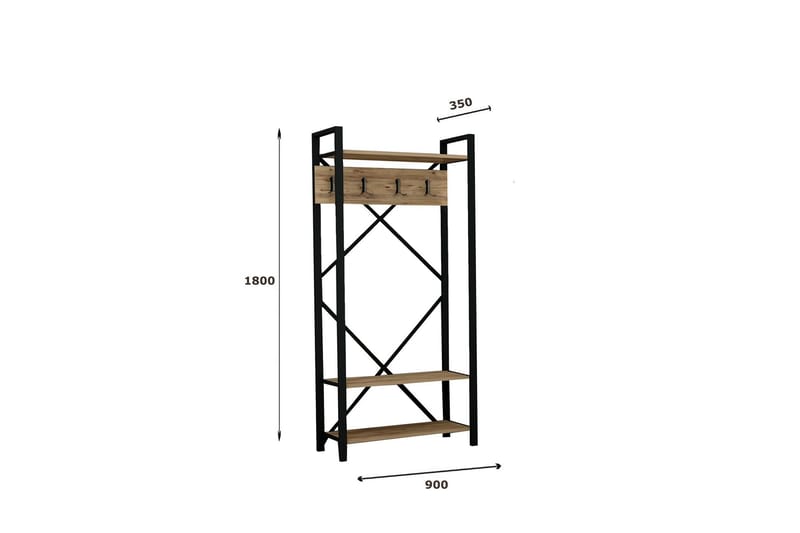 Hallmöbelset 35x90 cm - Natur/Svart - Möbler - Hallmöbler - Möbelset för hall & entre