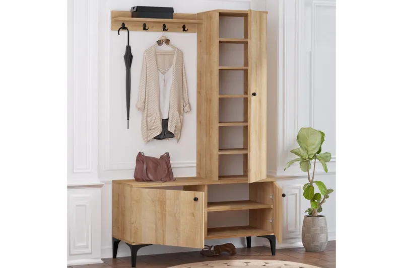 Hallmöbelset 40x110 cm - Natur/Svart - Möbler - Hallmöbler - Möbelset för hall & entre