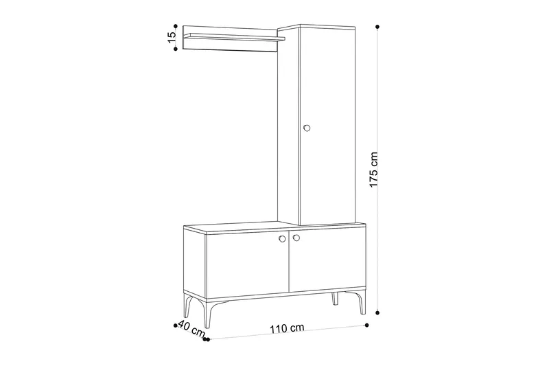 Hallmöbelset 40x110 cm - Natur/Svart - Möbler - Hallmöbler - Möbelset för hall & entre