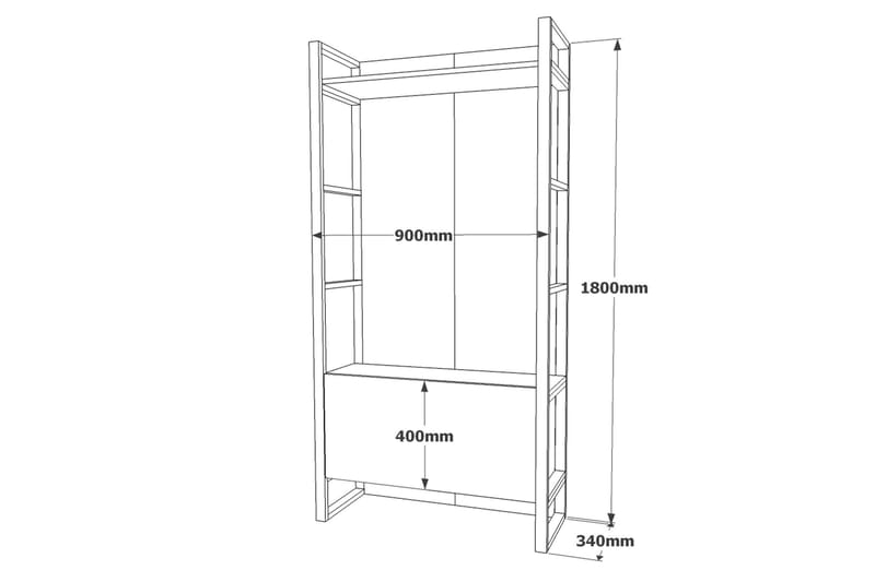 Hardyng Hallmöbelset 34x90 cm Dubbel Vänster - Natur - Möbelset för hall & entre - Hallförvaring