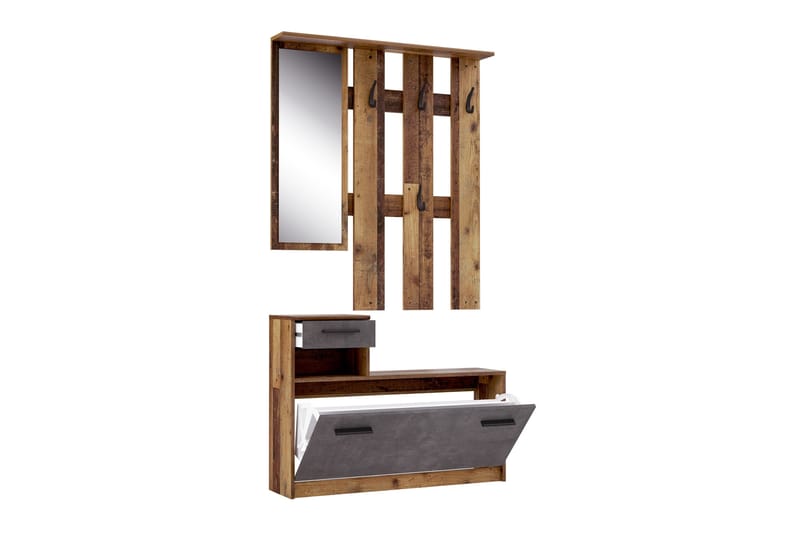 Haysville Hallmöbelset 98x180 cm - Brun/Grå - Möbler - Hallmöbler - Möbelset för hall & entre