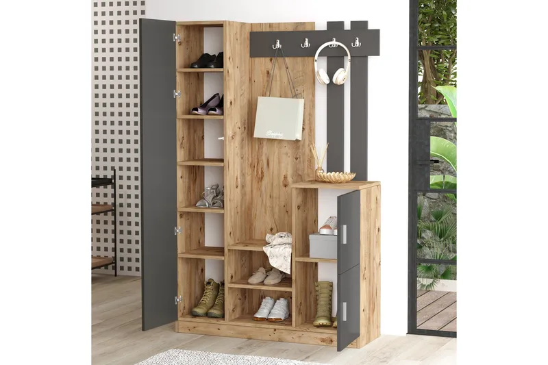 Hialeh Hallmöbelset 38x114 cm - Natur/Antracit - Möbler - Hallmöbler - Möbelset för hall & entre