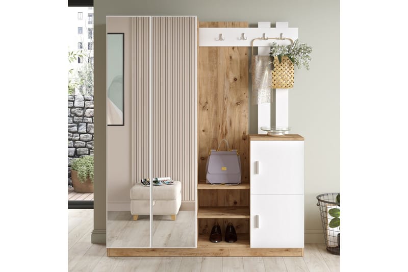Hialeh Hallmöbelset 38x147 cm - Natur/Vit - Möbler - Hallmöbler - Möbelset för hall & entre