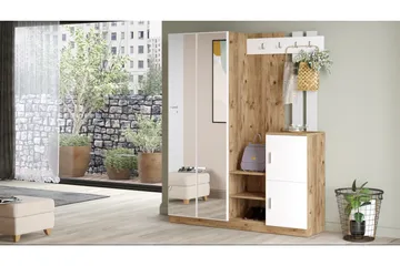 Hialeh Hallmöbelset 38x147 cm - Natur/Vit - Möbler - Hallmöbler - Möbelset för hall & entre