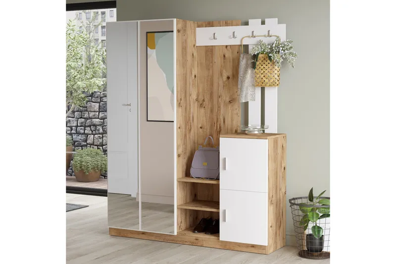 Hialeh Hallmöbelset 38x147 cm, Natur/Vit