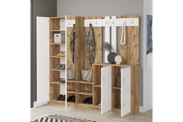 Hialeh Hallmöbelset 38x187 cm - Natur/Vit - Möbler - Hallmöbler - Möbelset för hall & entre