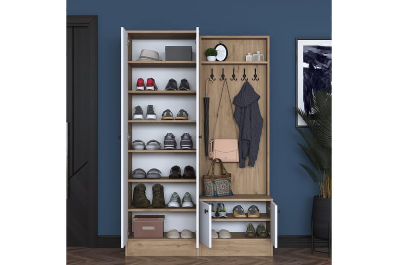 Hooda Hallmöbelset Brun/Vit - Hanah Home - Möbler - Hallmöbler - Möbelset för hall & entre