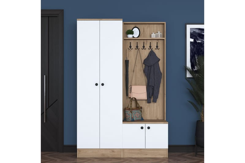 Hooda Hallmöbelset Brun/Vit - Hanah Home - Möbler - Hallmöbler - Möbelset för hall & entre