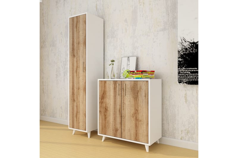 Jondnnitte Hallmöbelset 180x120 cm - Natur/Vit - Möbler - Hallmöbler - Möbelset för hall & entre